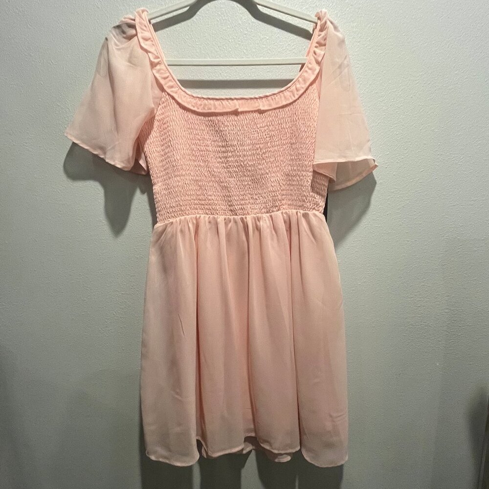 BCBG Blush Pink Smocked Mini Dress, Size Small